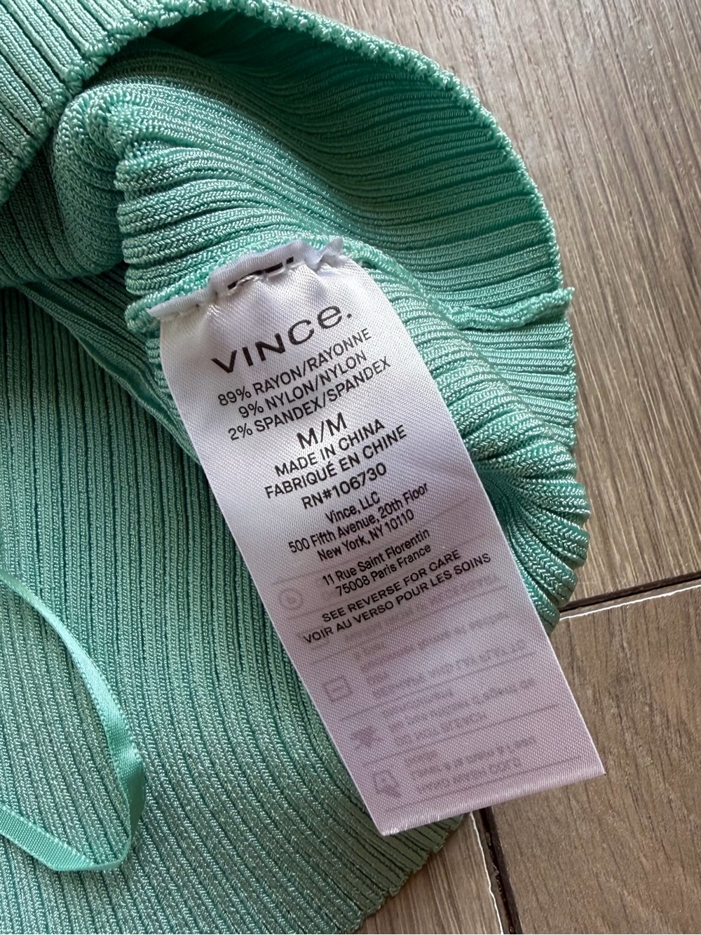 VINCE Sweetheart Rib Crop Tank In Aqua Dew - Picture 5 of 6